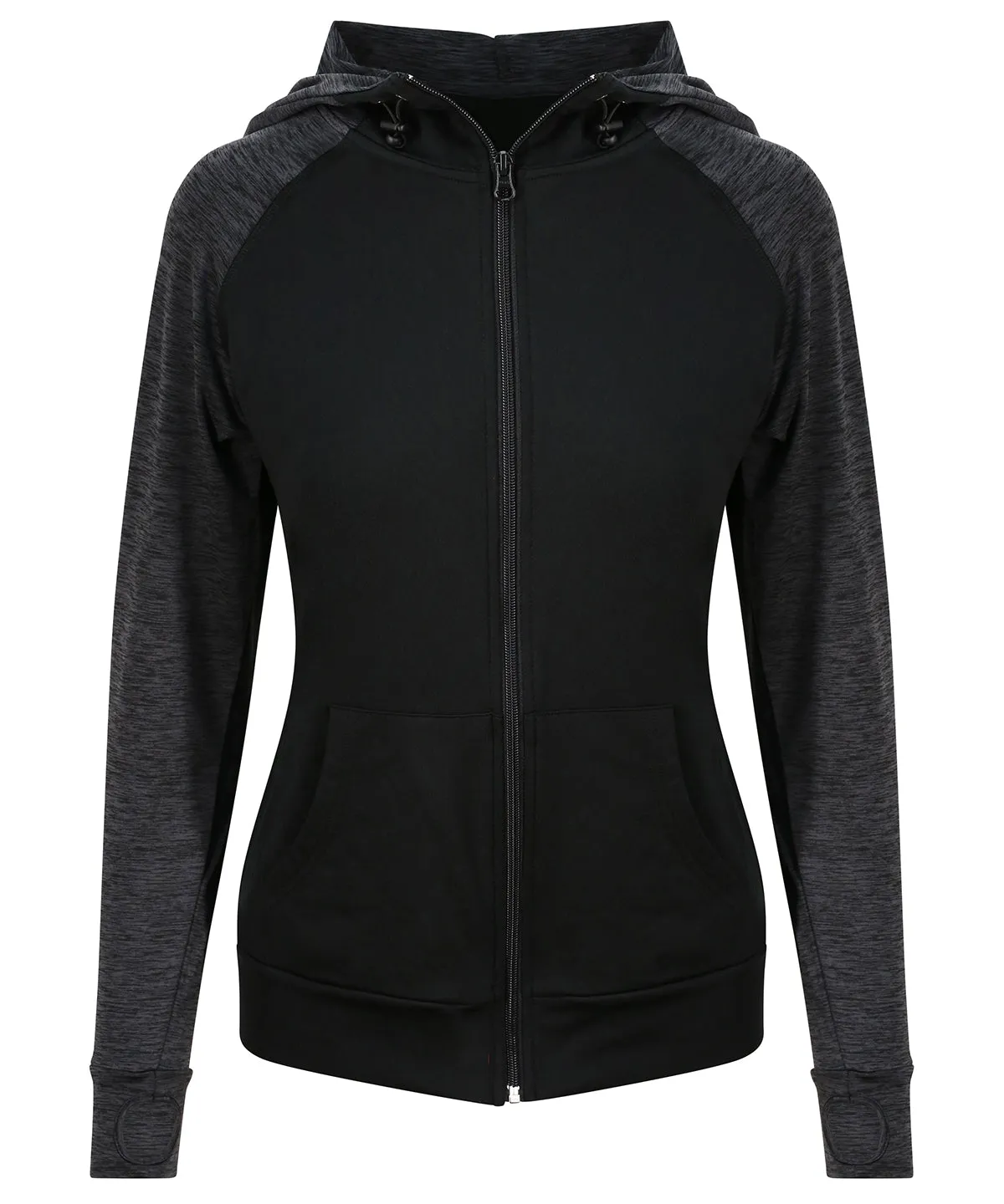 Womens cool contrast zoodie | Black/Black Slate Melange