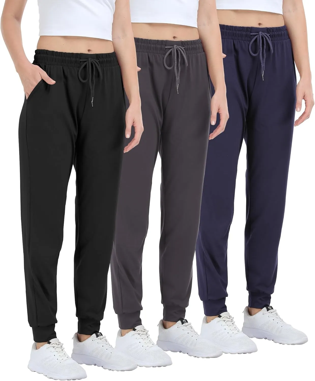 Women's Joggers with Pockets,Women Sweatpants for Loung Yoga Workout Running Casual Pants 3PACK