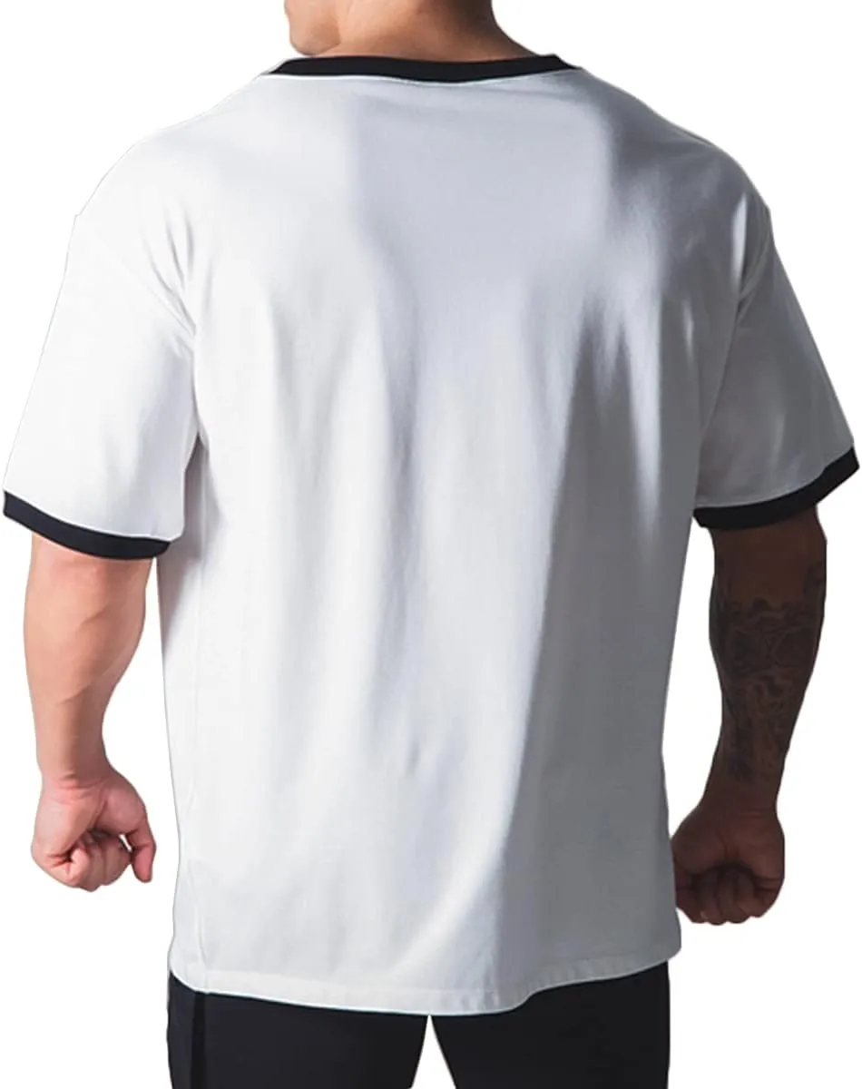 Workout Shirts Short Sleeve Oversized Hipster Loose Gym Shirts Basketball Hip-hop Street Style T-Shirts for Men T44