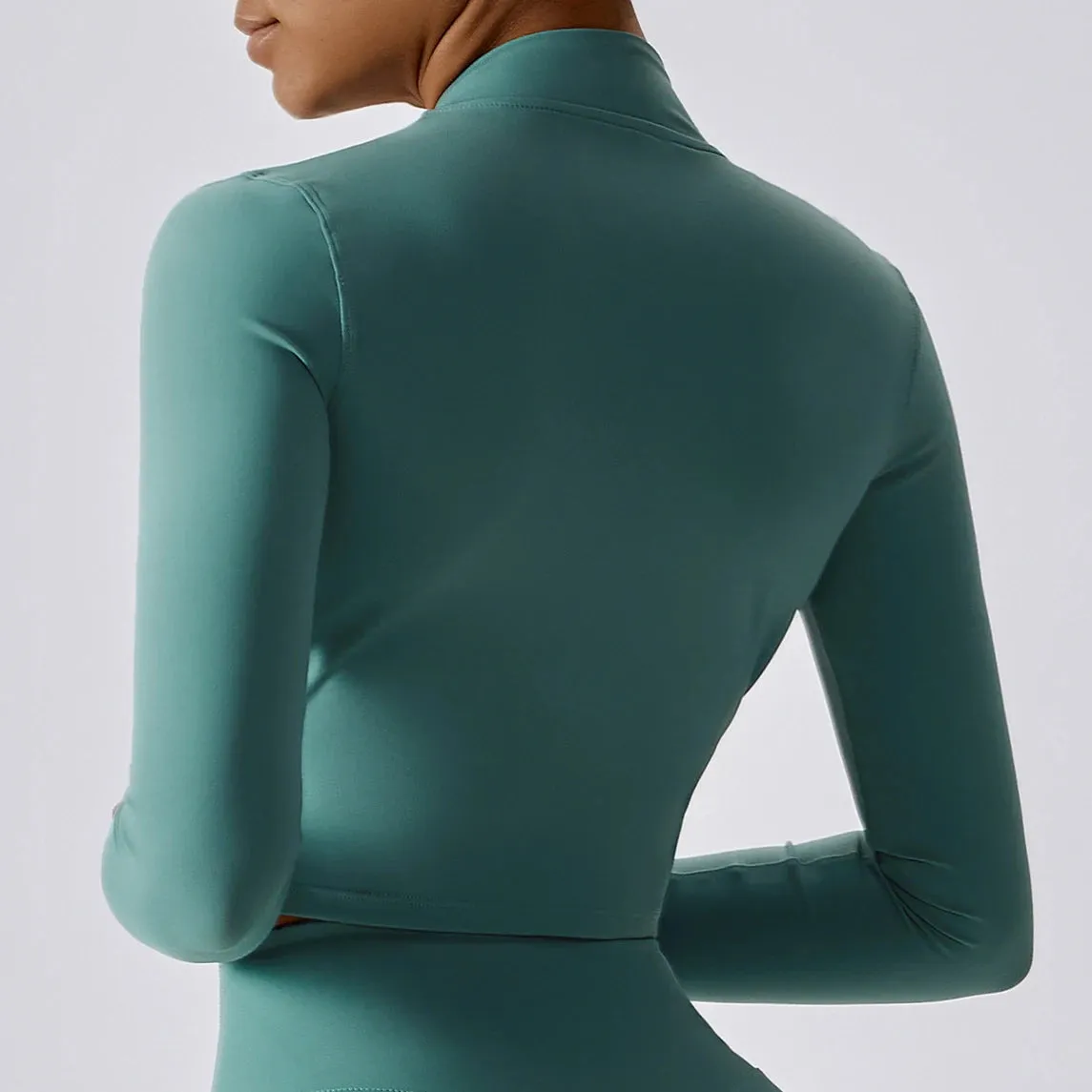 YIYI Long Sleeves With Finger Hole Outdoor Jackets High Neck Slim Body Quick Dry Summer Gym Jacket Sports Jacket Women