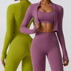 YIYI Long Sleeves With Finger Hole Outdoor Jackets High Neck Slim Body Quick Dry Summer Gym Jacket Sports Jacket Women