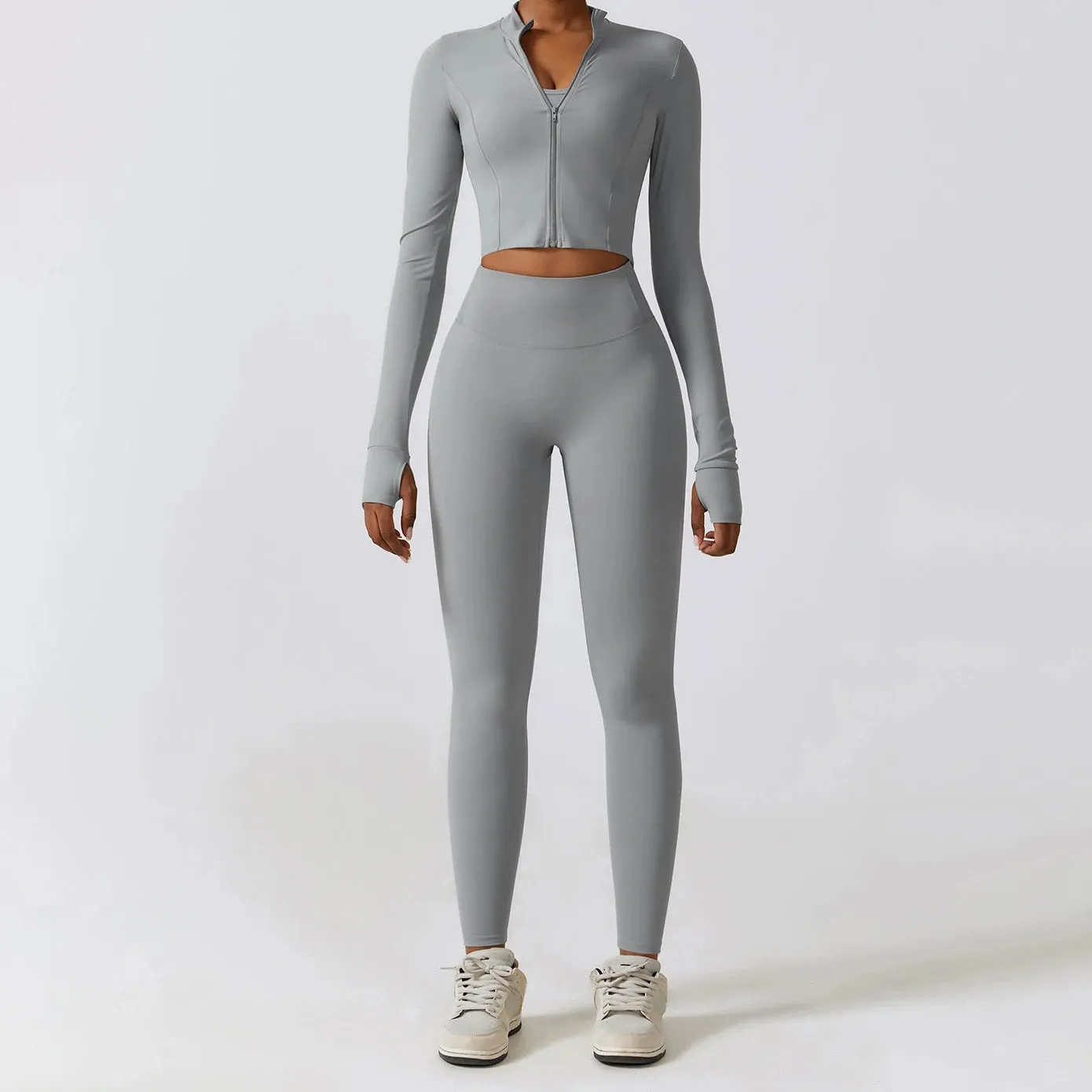 YIYI Long Sleeves With Finger Hole Outdoor Jackets High Neck Slim Body Quick Dry Summer Gym Jacket Sports Jacket Women