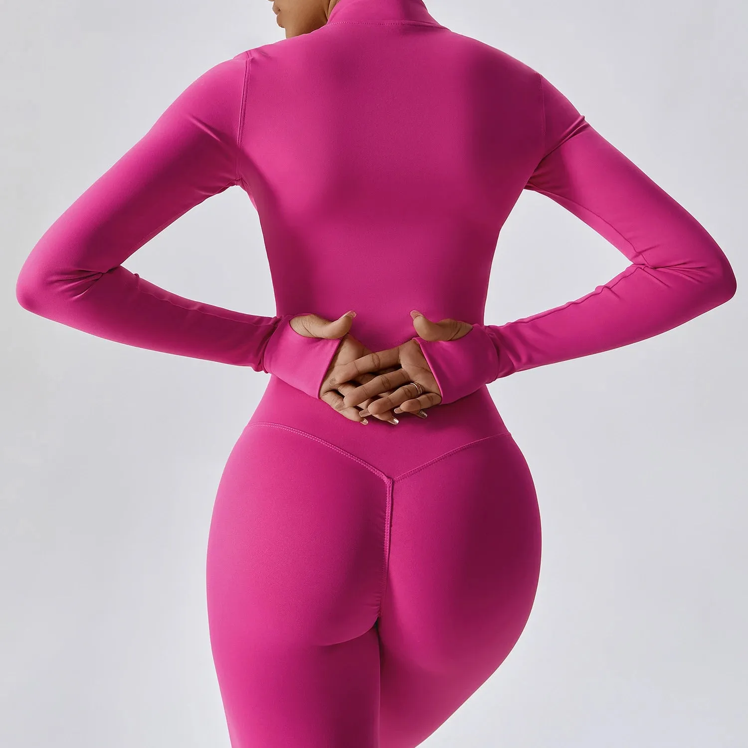 YIYI Long Sleeves With Finger Hole Outdoor Jackets High Neck Slim Body Quick Dry Summer Gym Jacket Sports Jacket Women