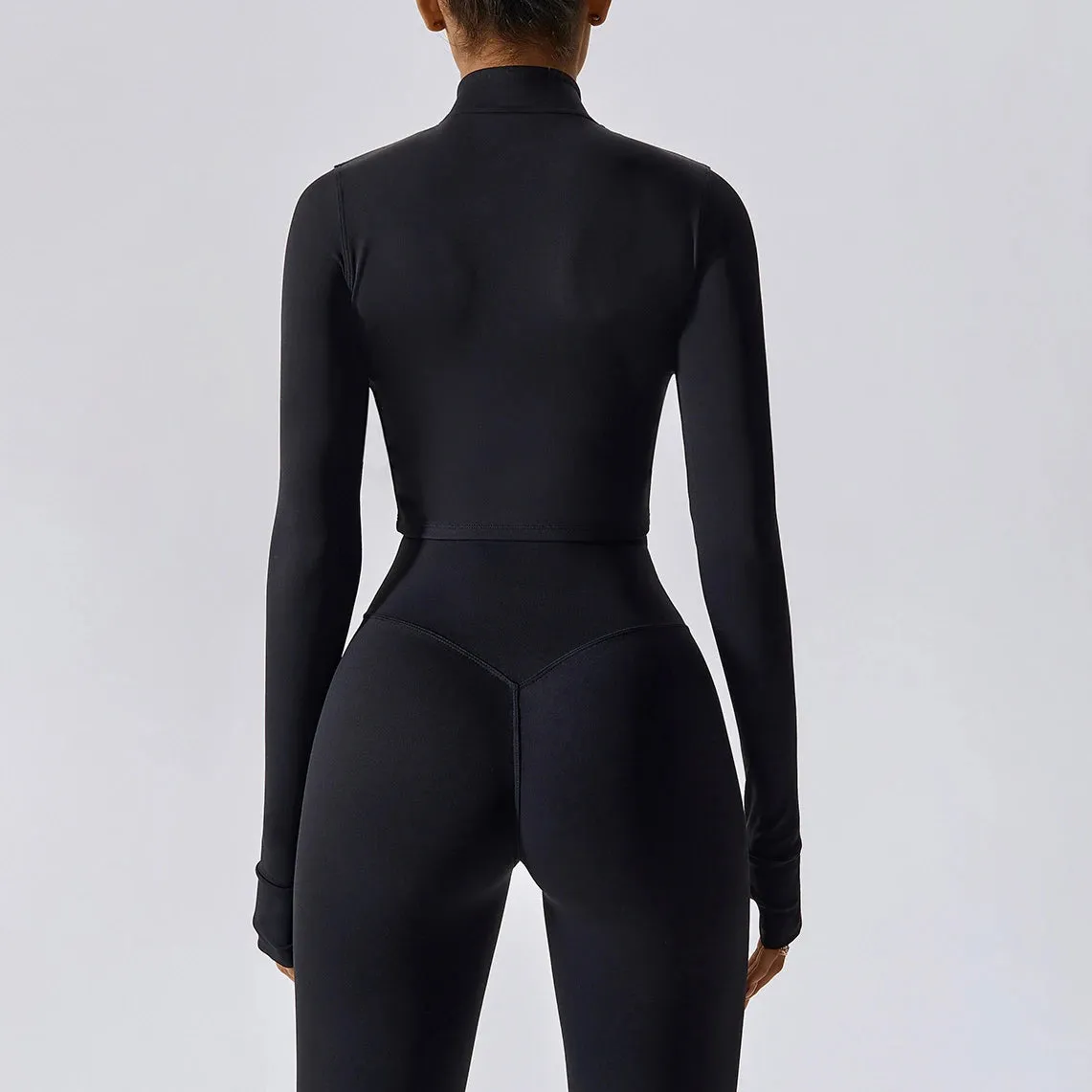 YIYI Long Sleeves With Finger Hole Outdoor Jackets High Neck Slim Body Quick Dry Summer Gym Jacket Sports Jacket Women