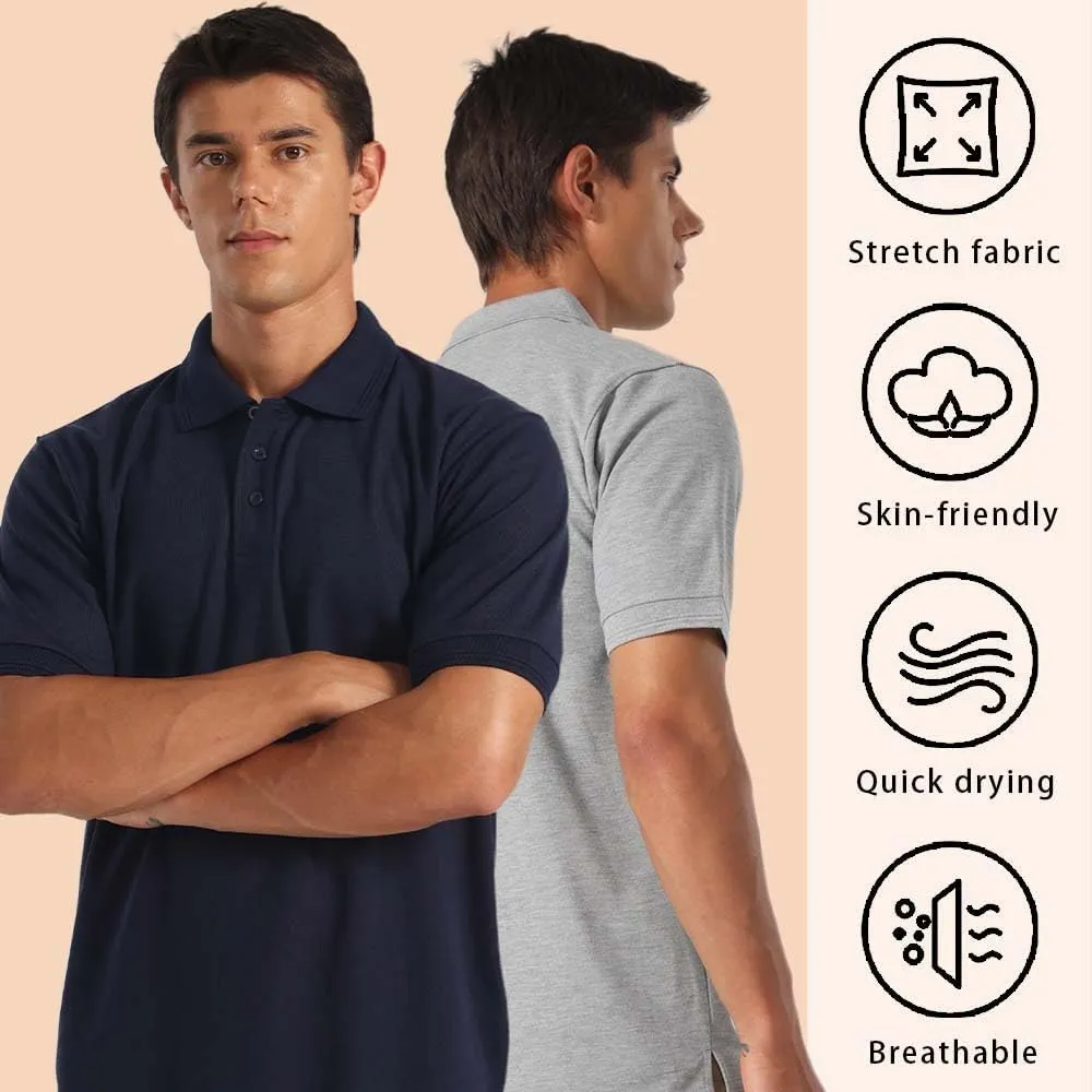 ZH Men's Golf Polo Shirts,3 Pack Polo Shirts for Men,Classic-Fit Polo Shirts,Breathable Polo Shirt for Men