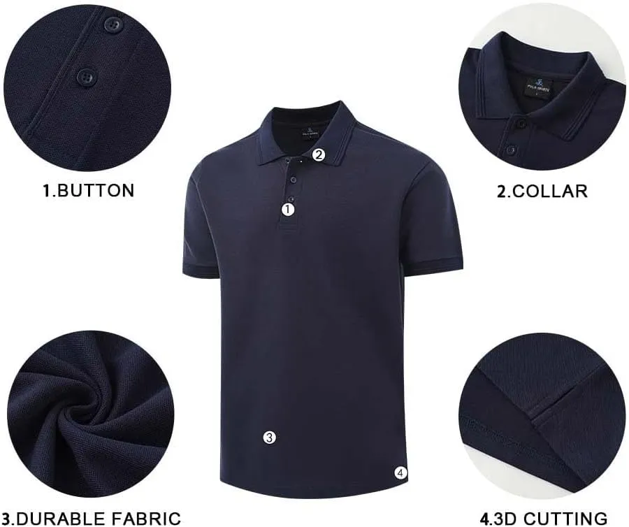ZH Men's Golf Polo Shirts,3 Pack Polo Shirts for Men,Classic-Fit Polo Shirts,Breathable Polo Shirt for Men